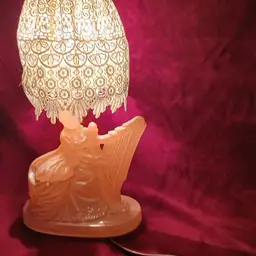 Vintage Art Deco Lady Lamp with Lace Shade