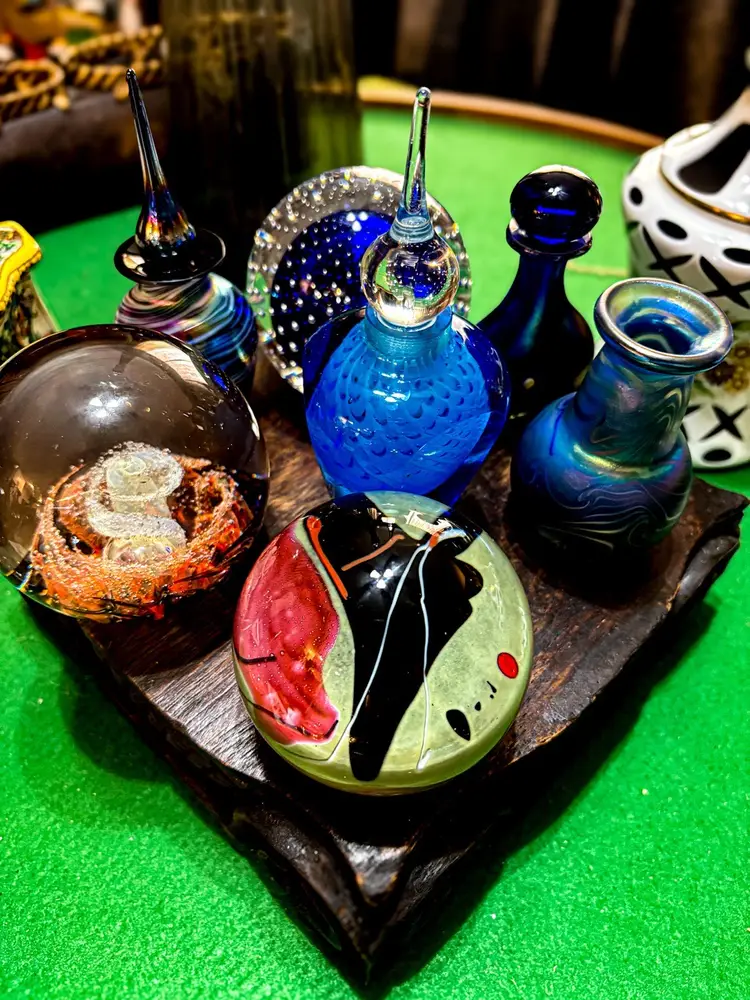Beautiful Glass Finds Paperweights, Fenton, Perfume bottles