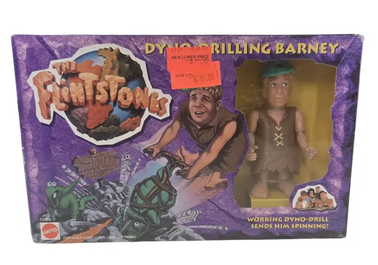 1993 The Flinstones Dino Drilling Barney Action FIGURE New In Box