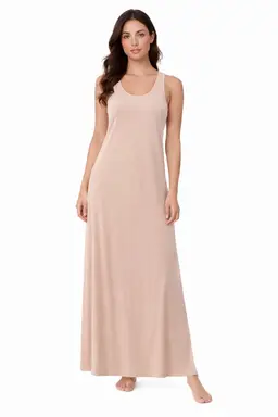 Old Navy Beige Pink Tank Dress Sz M Maxi Neutral Comfy Casual Modest Basic NWT