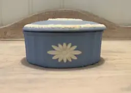 Wedgwood Jasperware Blue Floral Oval Trinket Box
