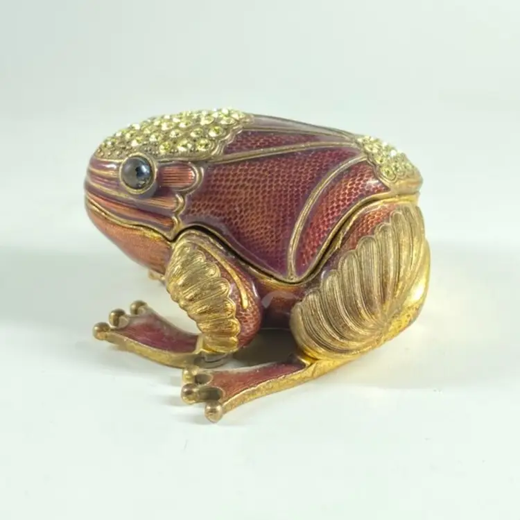 Edger Berebi Limited Edition Frog Brown Jeweled Trinket Box 