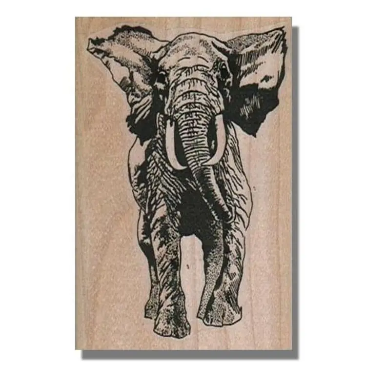 Charging Elephant Rubber Stamp