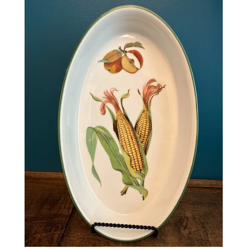 VTG ‘86 Royal Worcester Evesham Vale Oval Baker Corn & Apples Porcelain England