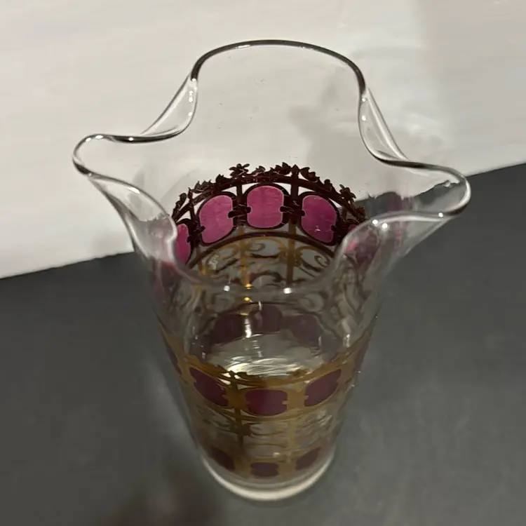 Mid-Century Culver, Cranberry And Gold Pitcher