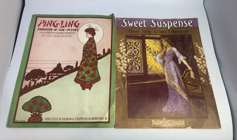 Antique Sheet Music 'Ping Ling (Daughter of the Moon) & 'Sweet Suspense'