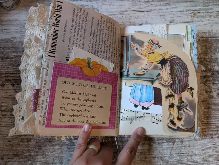 Handmade Junk Journal Reader's Digest Mother Goose Cream 2 Vintage