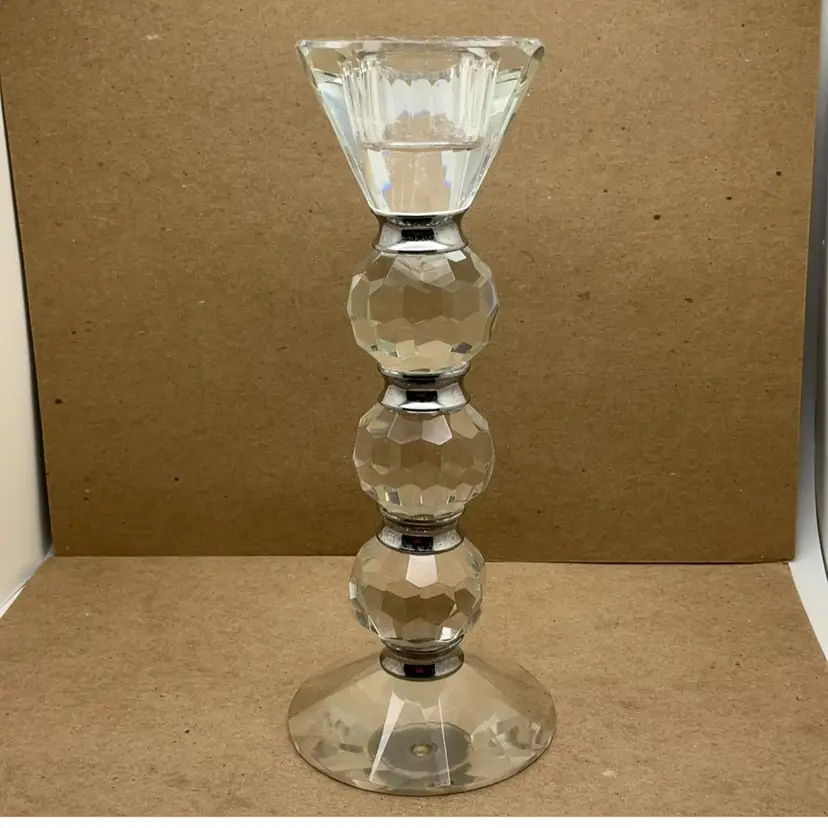 POW1 VTG Shannon by Godinger crystal Candlestick Holder with Faceted Elements 7.5”