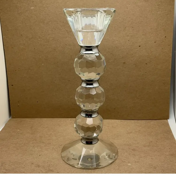 POW1 VTG Shannon by Godinger crystal Candlestick Holder with Faceted Elements 7.5”