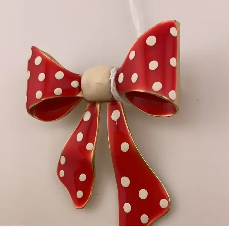 Red Polka Dot Enamel Now Brooch