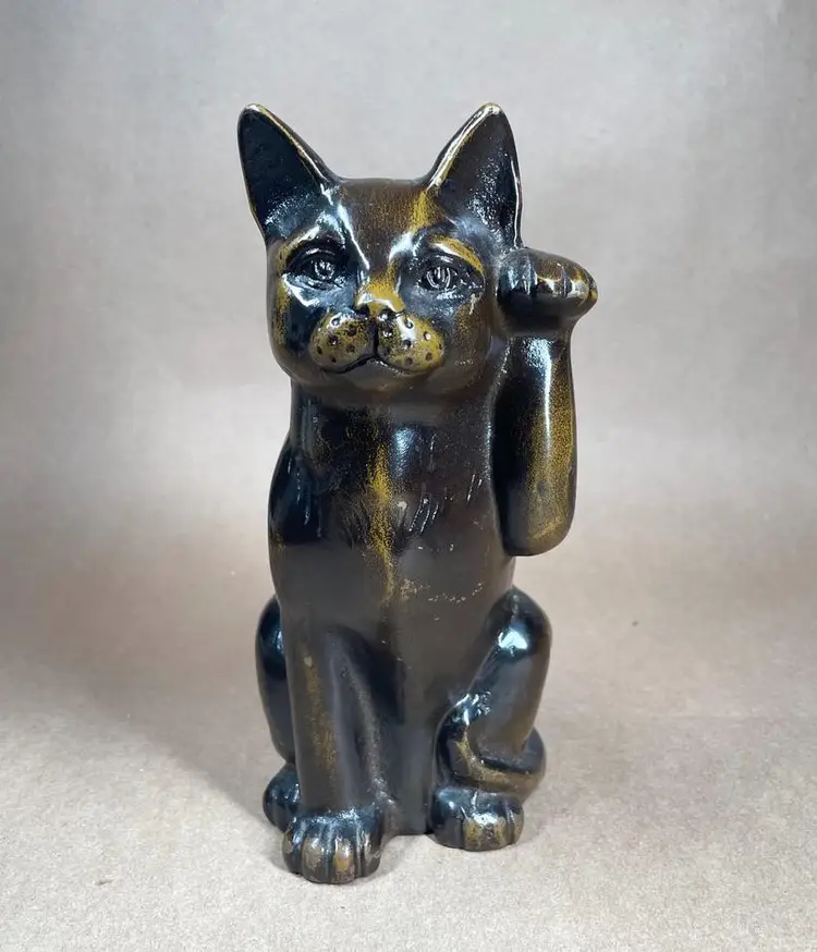 Cat Animal Figurine Door Stop Book End Solid Metal Statue Table Sculpture Shelf Decor