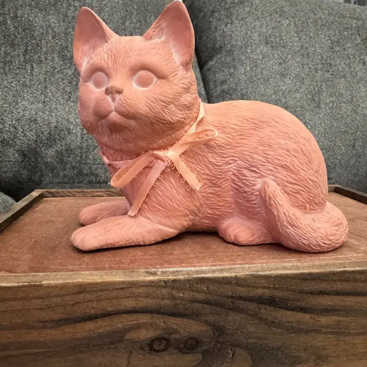 Vintage Terra Cotta Kitten With Bow