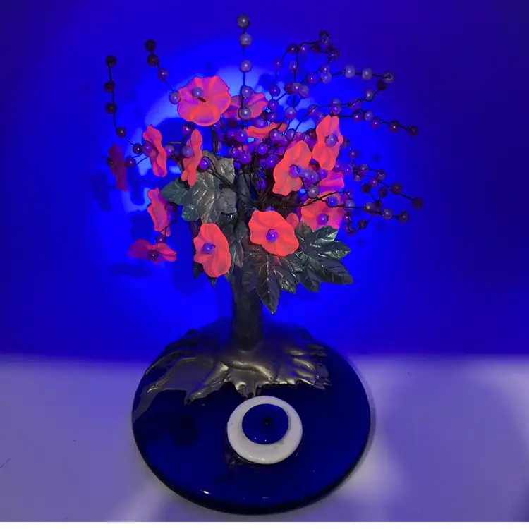 Fused Glass Evil Eye Lucky Tree - UV Reactive