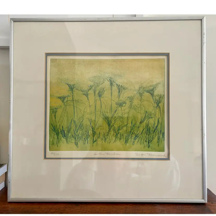 « In The Meadow », Framed Etching By Jean Townsend-Field