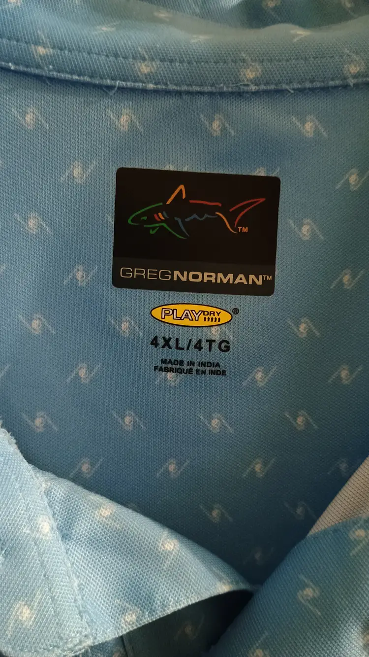 Nice! 4XL Greg Norman Golf Polo 3 Button Shirt XXXXL Light Blue
