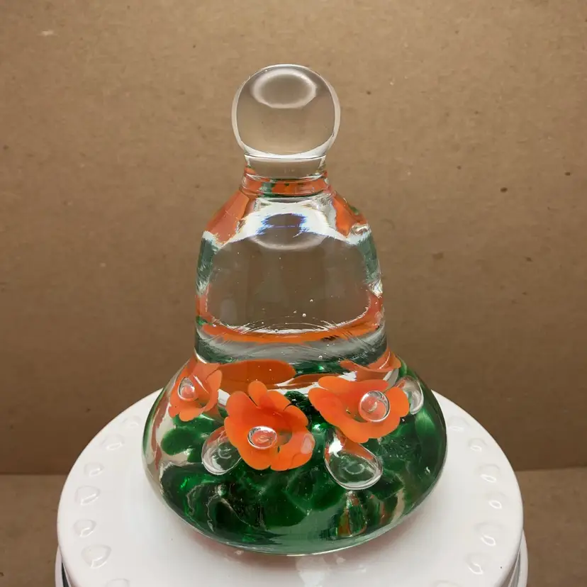 POW1 VTG St. Clair Bell Shaped Glass Paperweight 4”