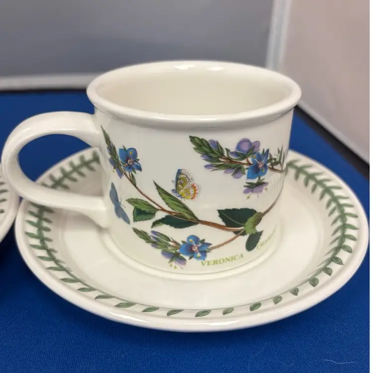 Portmeirion BOTANIC GARDEN Drum Cup With Saucer Veronica Chamaedrys Speed tea Cup