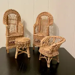 Vintage (4) Piece Wicker Doll Furniture Set