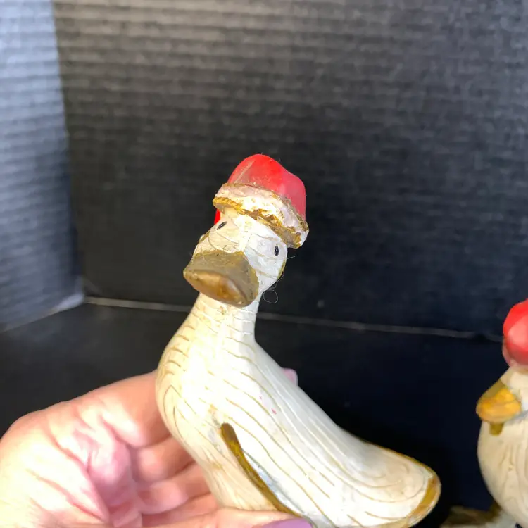 Pair of Faux Wood Christmas Geese