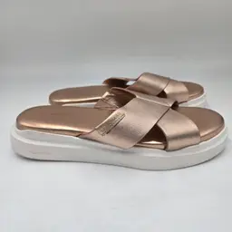Cole Haan Women's Grandpro Rally Criss Cross Slide Sandals 8 Rose Gold Comfort