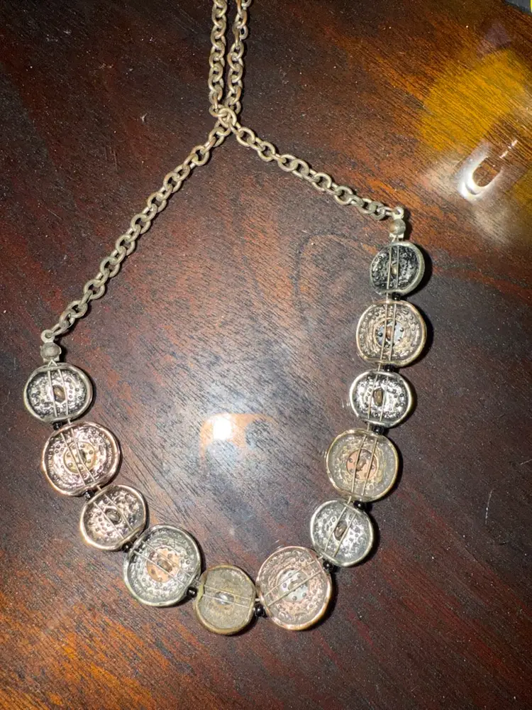 Vintage Artisan Unsigned Mixed MetalsHammered beads Necklace
