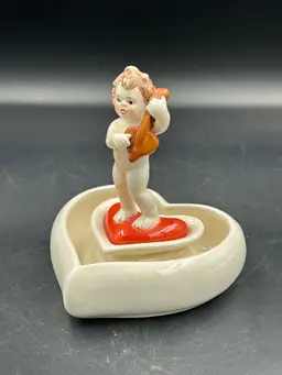 Vintage Porcelain Valentine’s Day Goebel Cupid Heart Figurine, West Germany