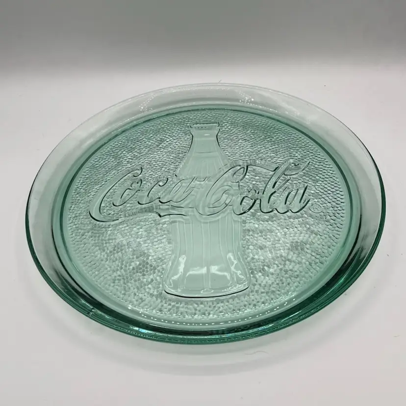Large Green Glass Coca-Cola Serving Tray