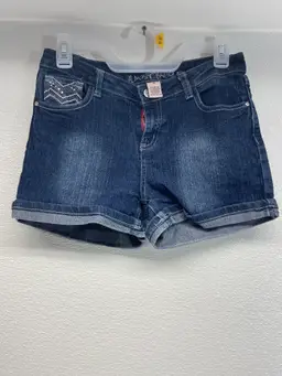 Almost Famous Girls Blue Denim Shorts Embroidered And Studded Size: 14