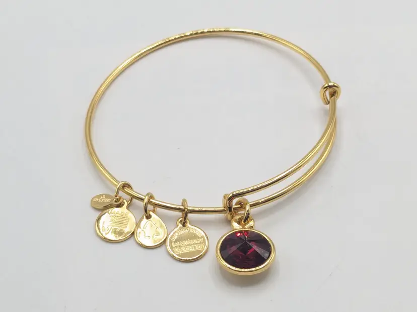 Alex and Ani Crystal July Birthstone Charm Bracelet Gold Tone