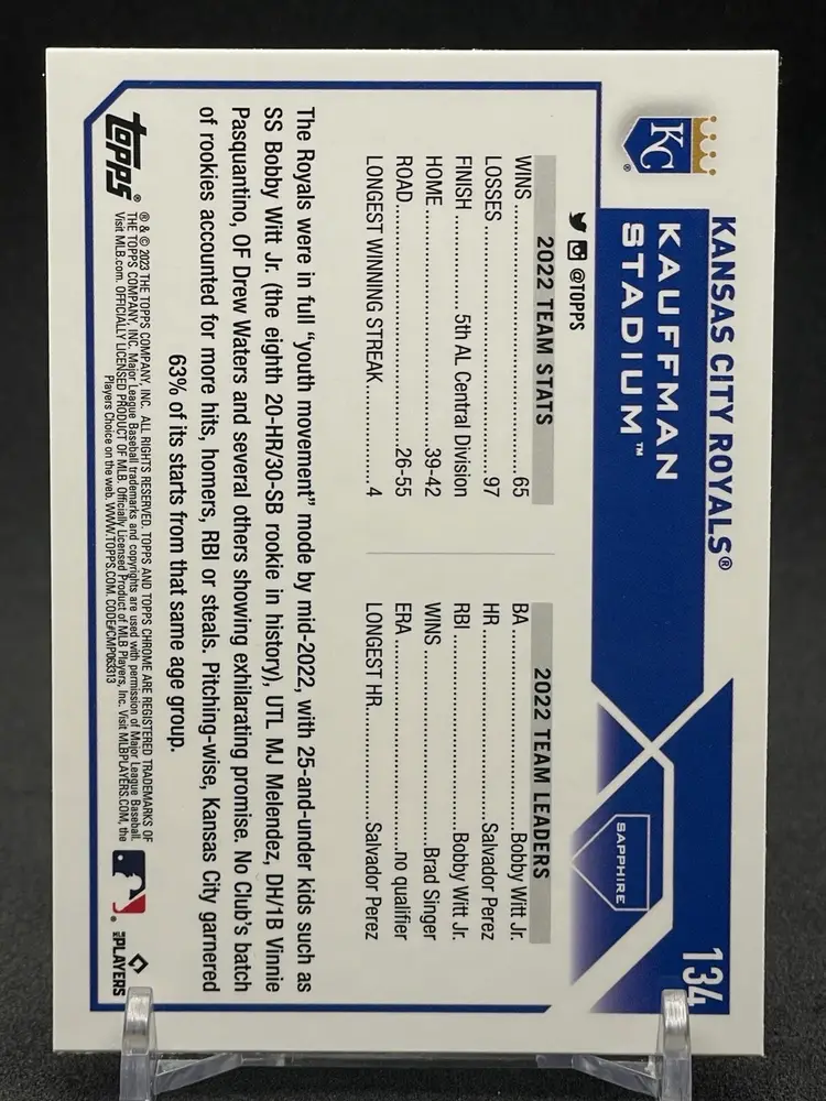 2023 Topps Chrome Sapphire Edition - Kansas City Royals #134