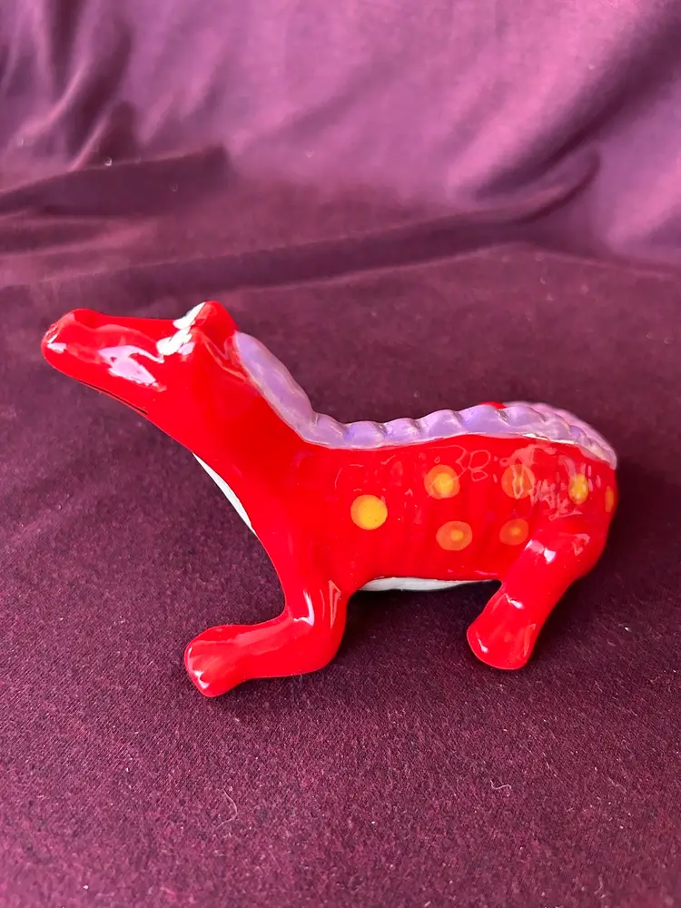 Adorable Red Ceramic Dragon Incense Burner