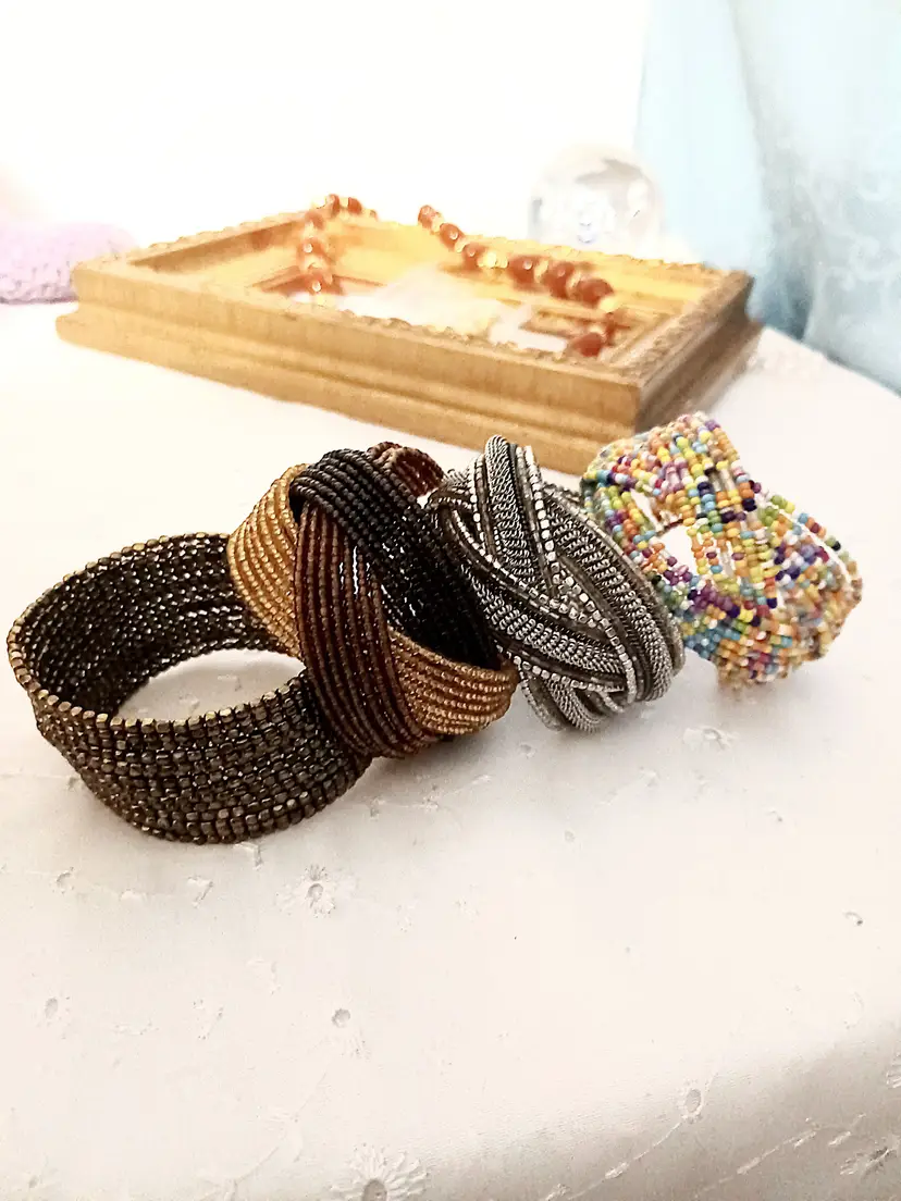 Small lot of seed bead cuff bracelets