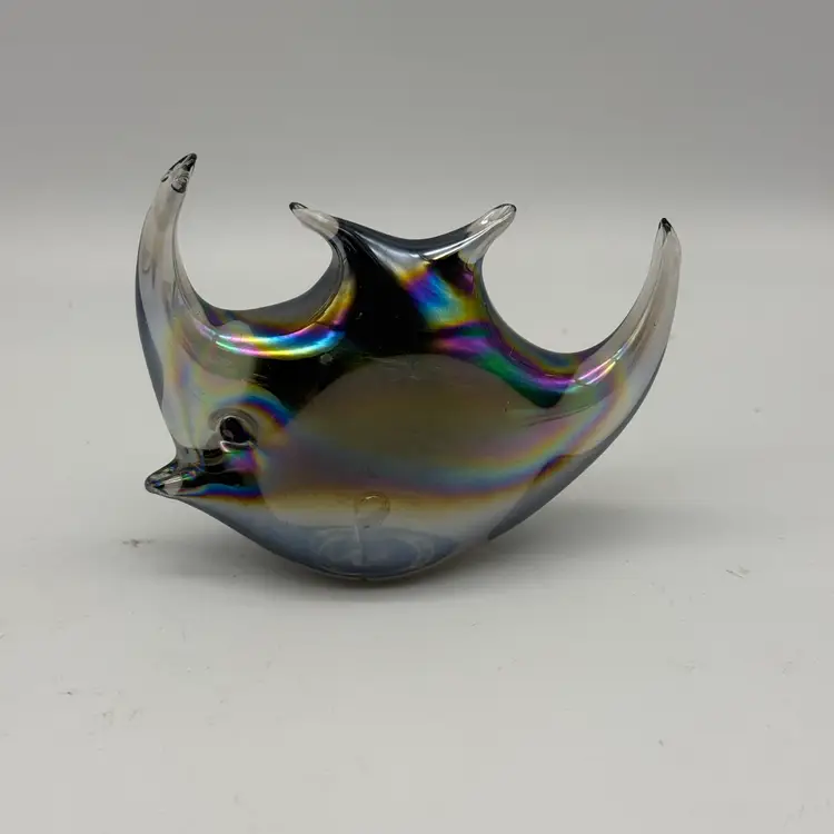 Vintage Stingray HandBlown Glass Iridescent Carnival Finish - Paperweight Mexico