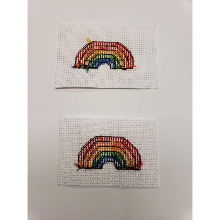 New Lot Of Two Cross-stitched Rainbow Pieces