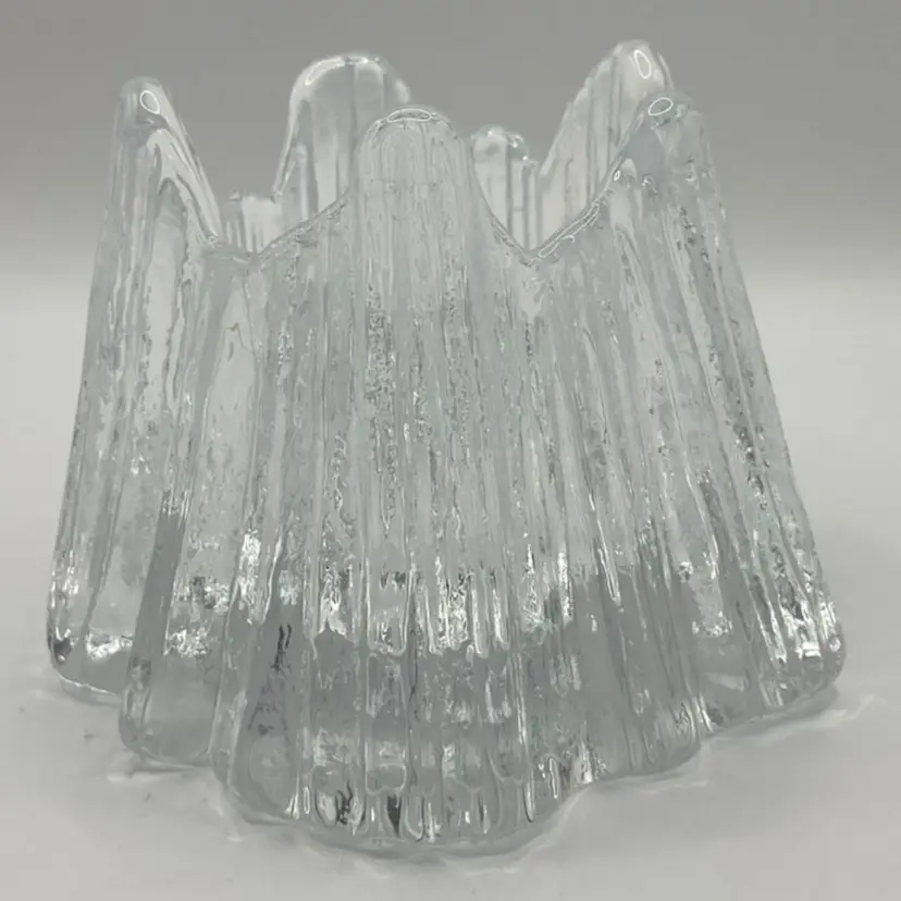 Vintage Nybro Sweden Crystal Volcano Votive Candleholder, 
3 1/2”x 4 1/4”
