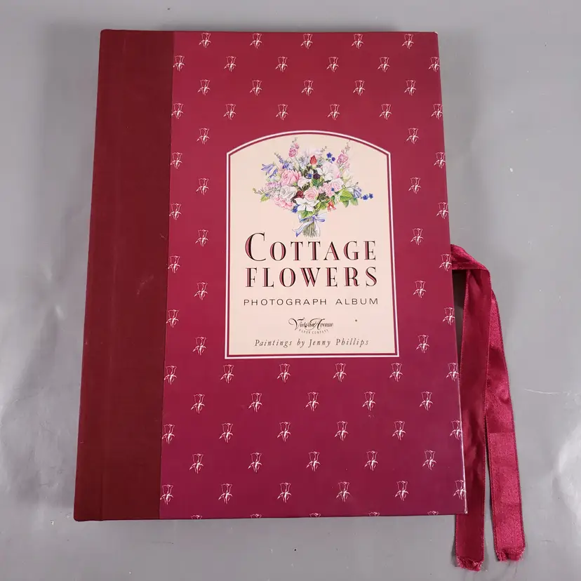 Vintage COTTAGE FLOWERS Victorian Style Floral Hard Cover PHOTOGRAPH ALBUM