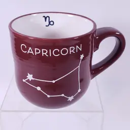 CAPRICORN Zodiac Constellation Astrology Maroon Ceramic Coffee MUG