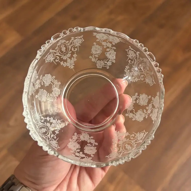 Vintage Tiffin Franciscan Cherokee Rose Etched Small Bowl