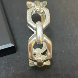 Silver Tone Chain Design Clamper Bracelet