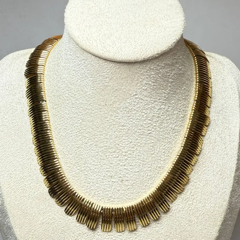 Vintage Napier Gold Tone 15" Choker Collar Necklace Cleopatra Egyptian Style