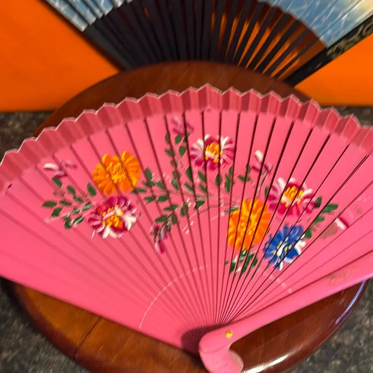 Lot Of 2 Asian Themed Folding Fans