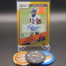 Patrick Surtain II 2021 Panini Classics Football Premium Edition Significant Signatures Rookie Gold Parallel Autograph Numbered 33/50 Card # 195 - Denver Broncos Football Card