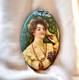 Vintage 1973 Celluloid Coca-Cola Licensed Pocket Mirror “Drink Coca-Cola”
