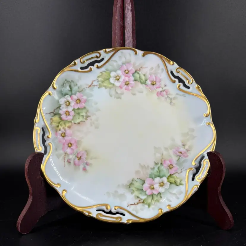 Porcelain China Hand Painted Floral Serving Plate
