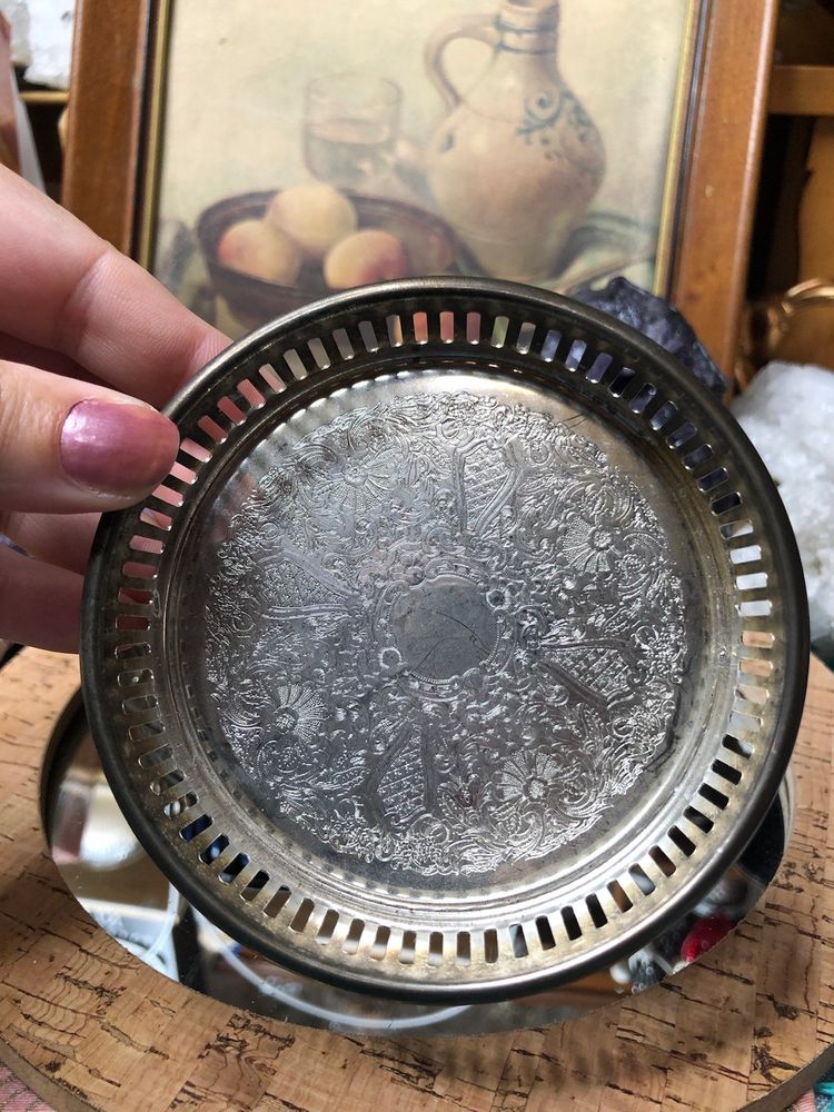 2 Silver Plated Coasters-Reticulated 🩶