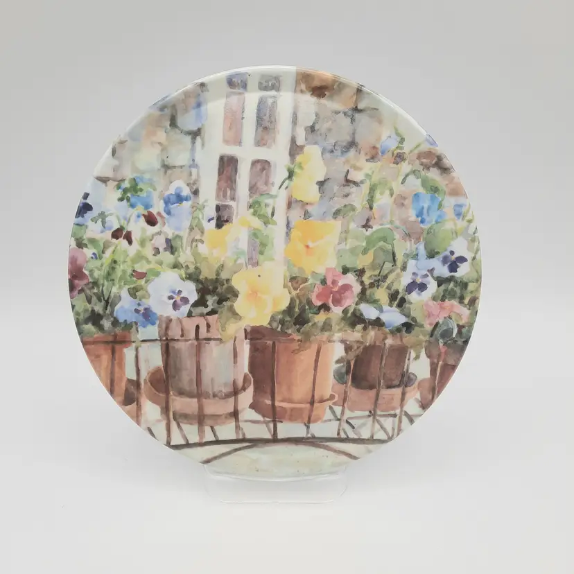 Vintage Melamine Trivet Made in Italy Garden Floral Flowerpots