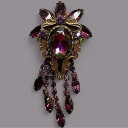 Vintage Juliana Brooch Pin Watermelon Purple Green Rhinestones 3”
