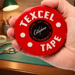 Vintage Texcel Tape Tiin - Red Cellophane Tape Dispenser Case