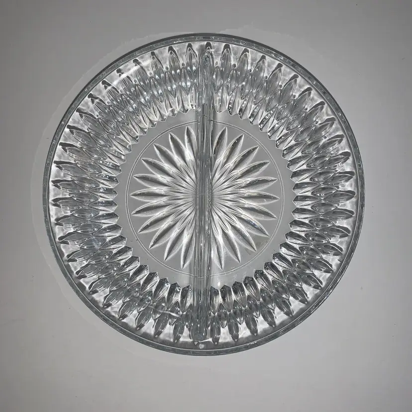 Princess House Highlights Crystal Divided Serving Dish Brilliant Cut Crystal