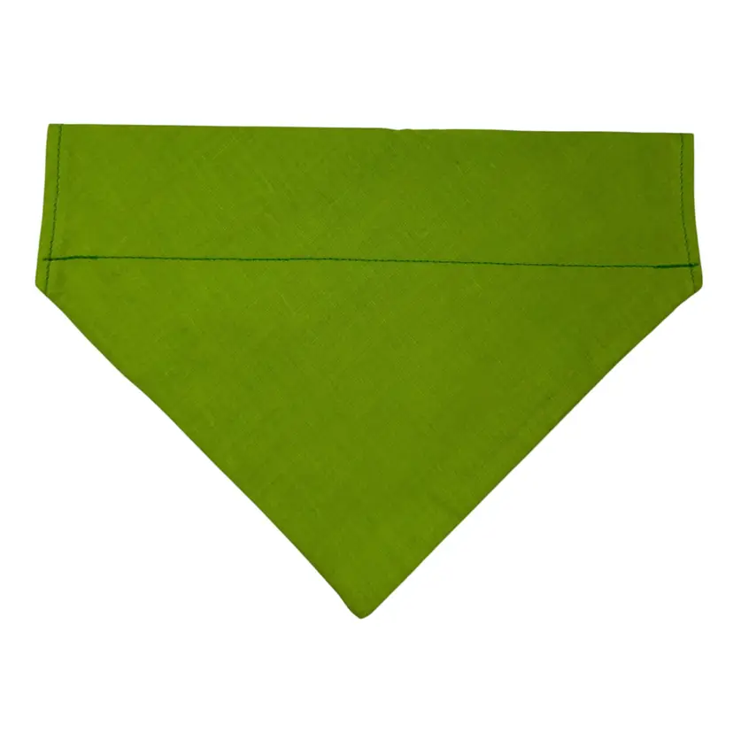 Dog Bandana Small Lime Green Solid Print Small Dog Handmade Size 8.75” Wide